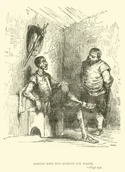 Sancho asks Don Quixote for wages